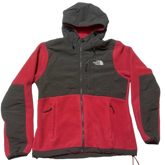 The North Face Denali TNF Hooded Fleece Jacket‎ Women's S Pink Gray Polartec EUC - Picture 1 of 16